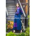 Boho Style Ukrainian Embroidered Maxi Dress Navy with Pink Embroidery